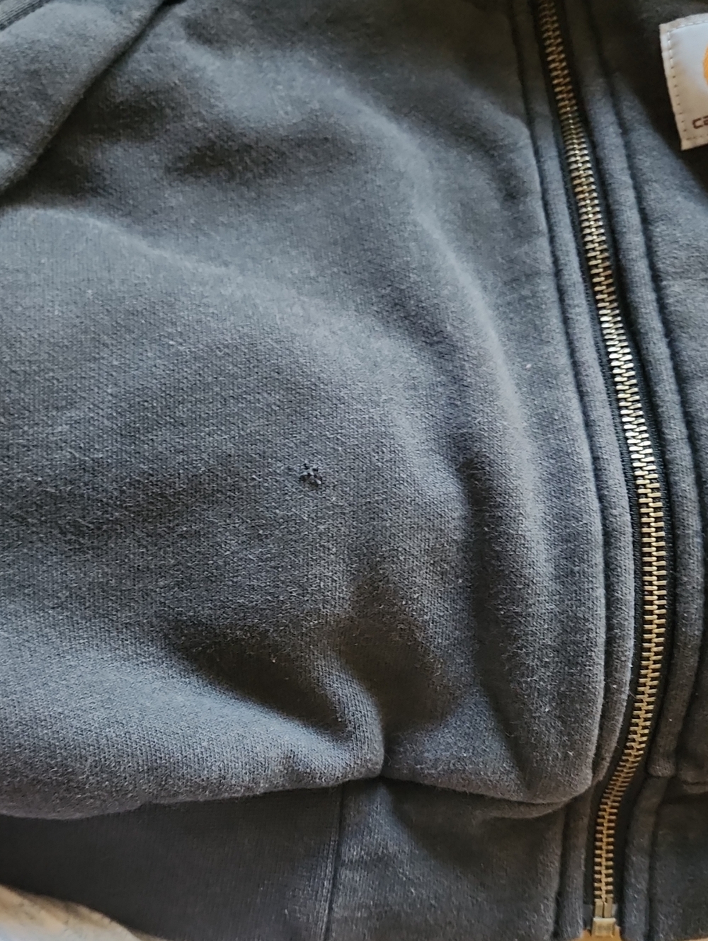 Carhartt Black Full-Zip Hooded Sweatshirt with Logo Patch - Picture 6 of 8